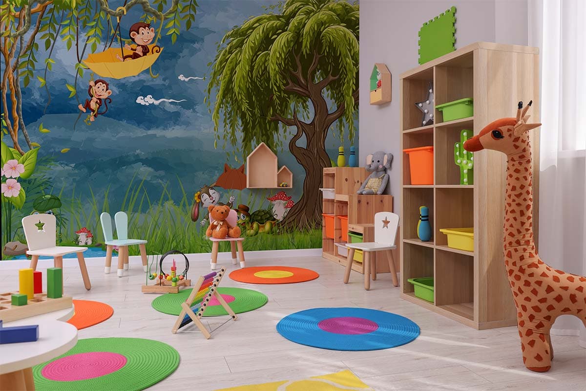 Rainforest Rhythms Mural Wallpaper, Customized shown in a room