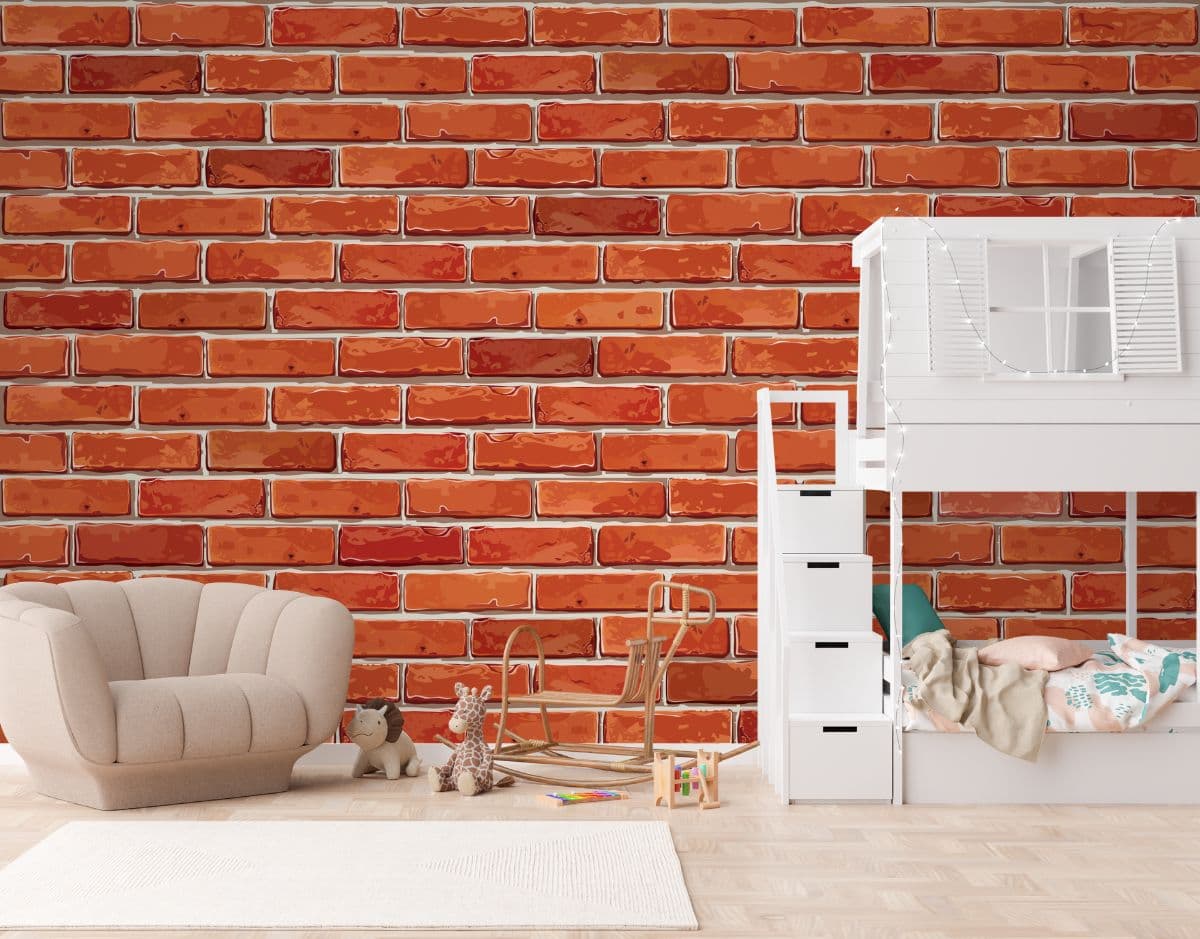 Heritage Red Bricks Mural Wallpaper shown in a room