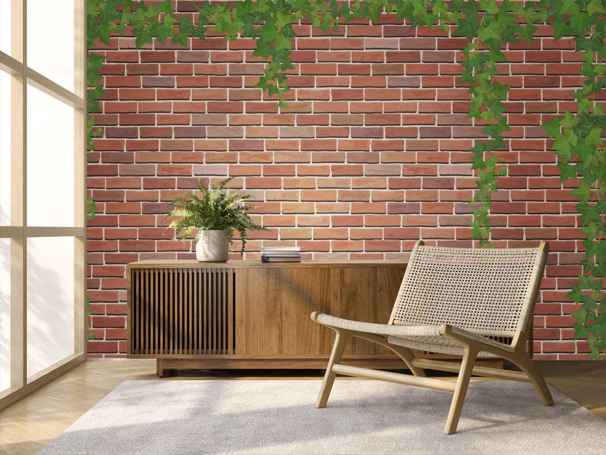 Ivy Winds On The Red Brick Wallpaper Mural shown in a room