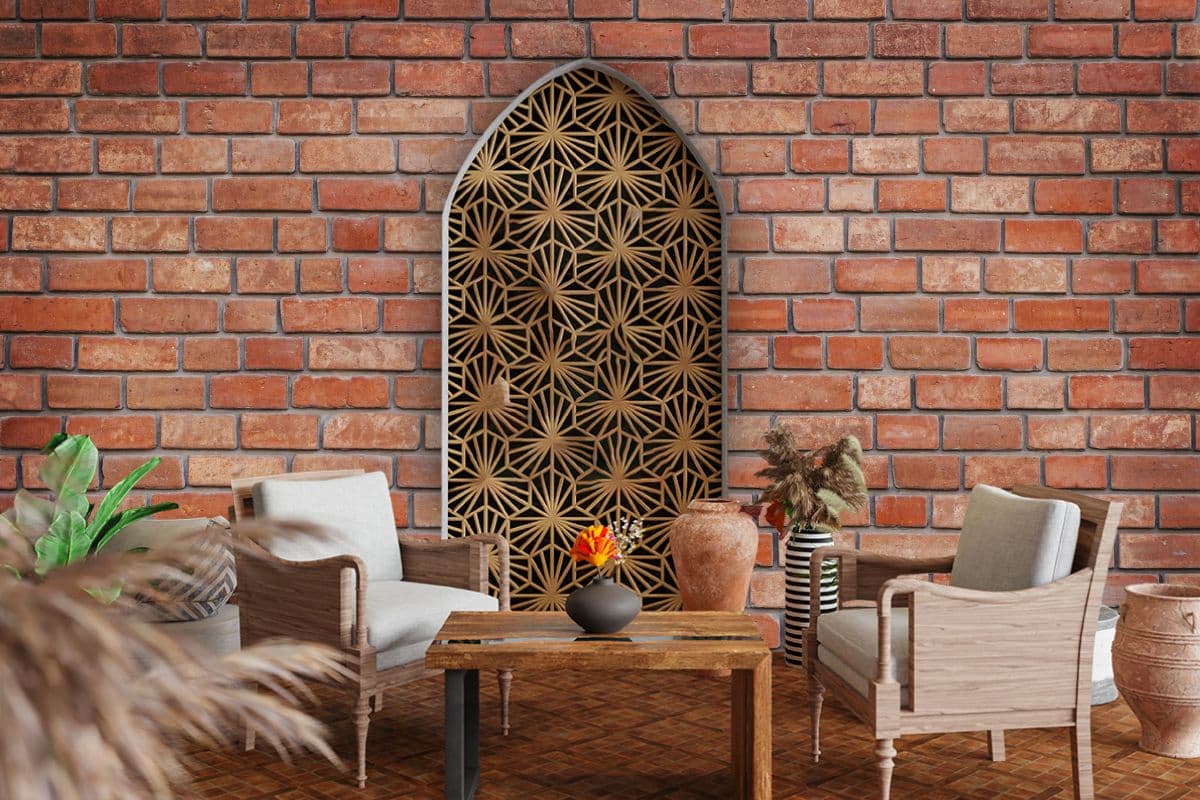 Red Brick Loft Mural Wallpaper shown in a room