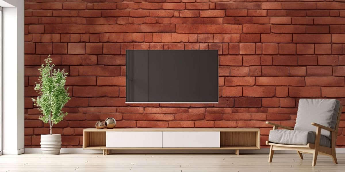 Red Brick Masonry Magic Mural Wallpaper shown in a room