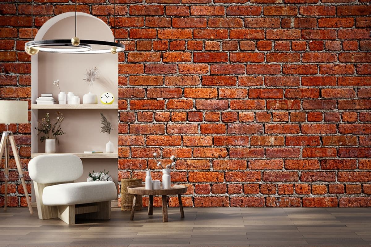 Red Brick Revival Mural Wallpaper shown in a room
