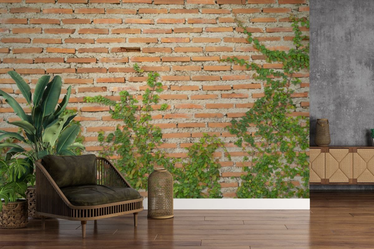 Vintage Brickscape Mural Wallpaper shown in a room
