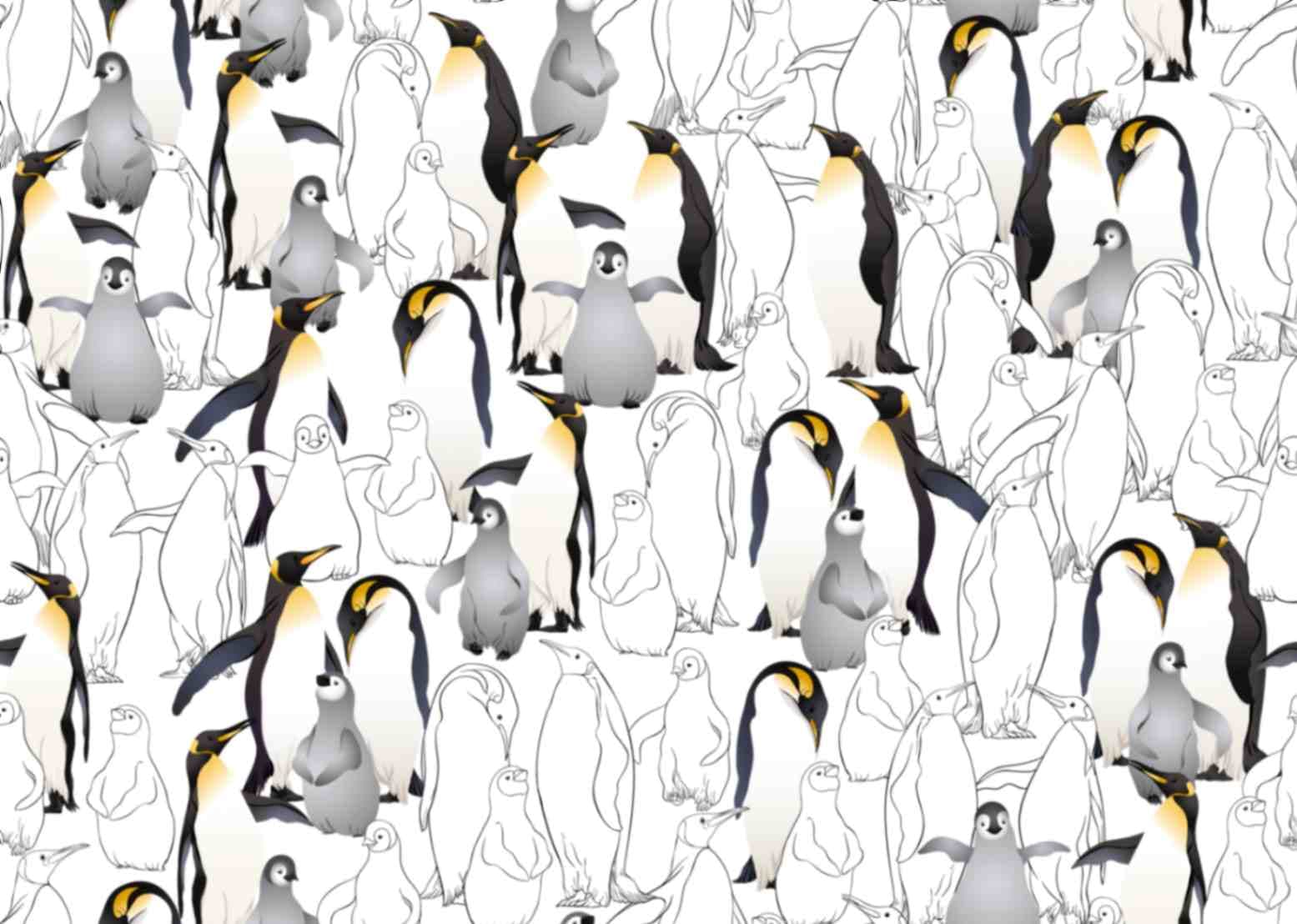 Group of Penguins Wallpaper Mural for Kids Room pattern detail