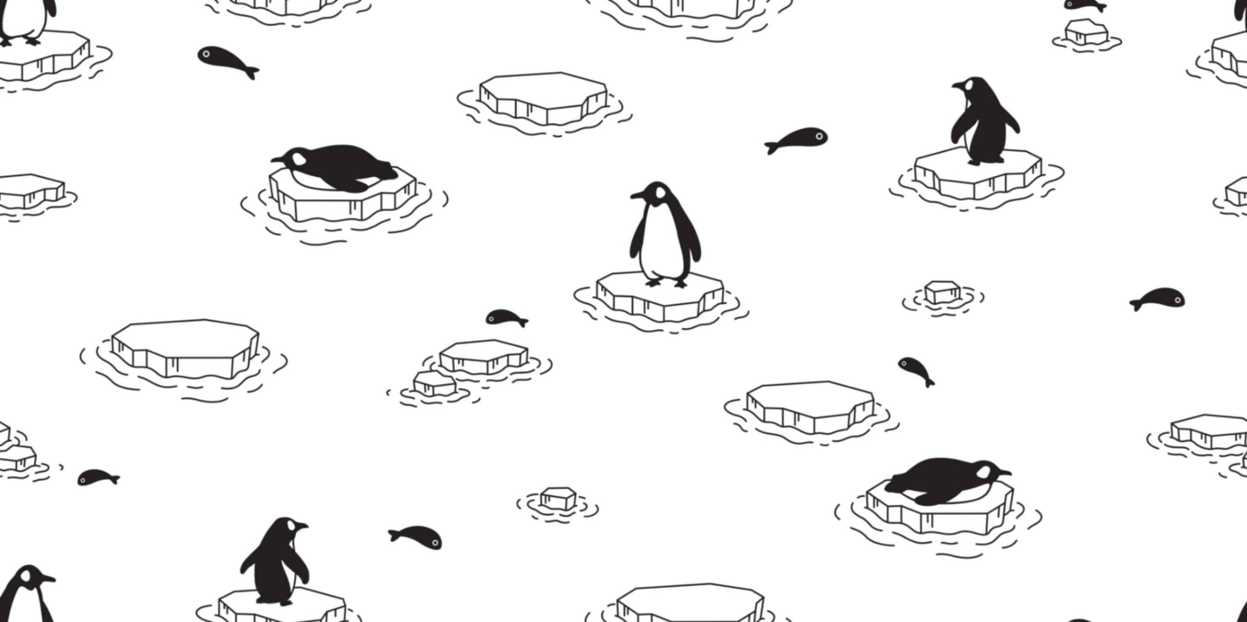 Cute Penguin Ice Berg Wallpaper for Kids Room pattern detail