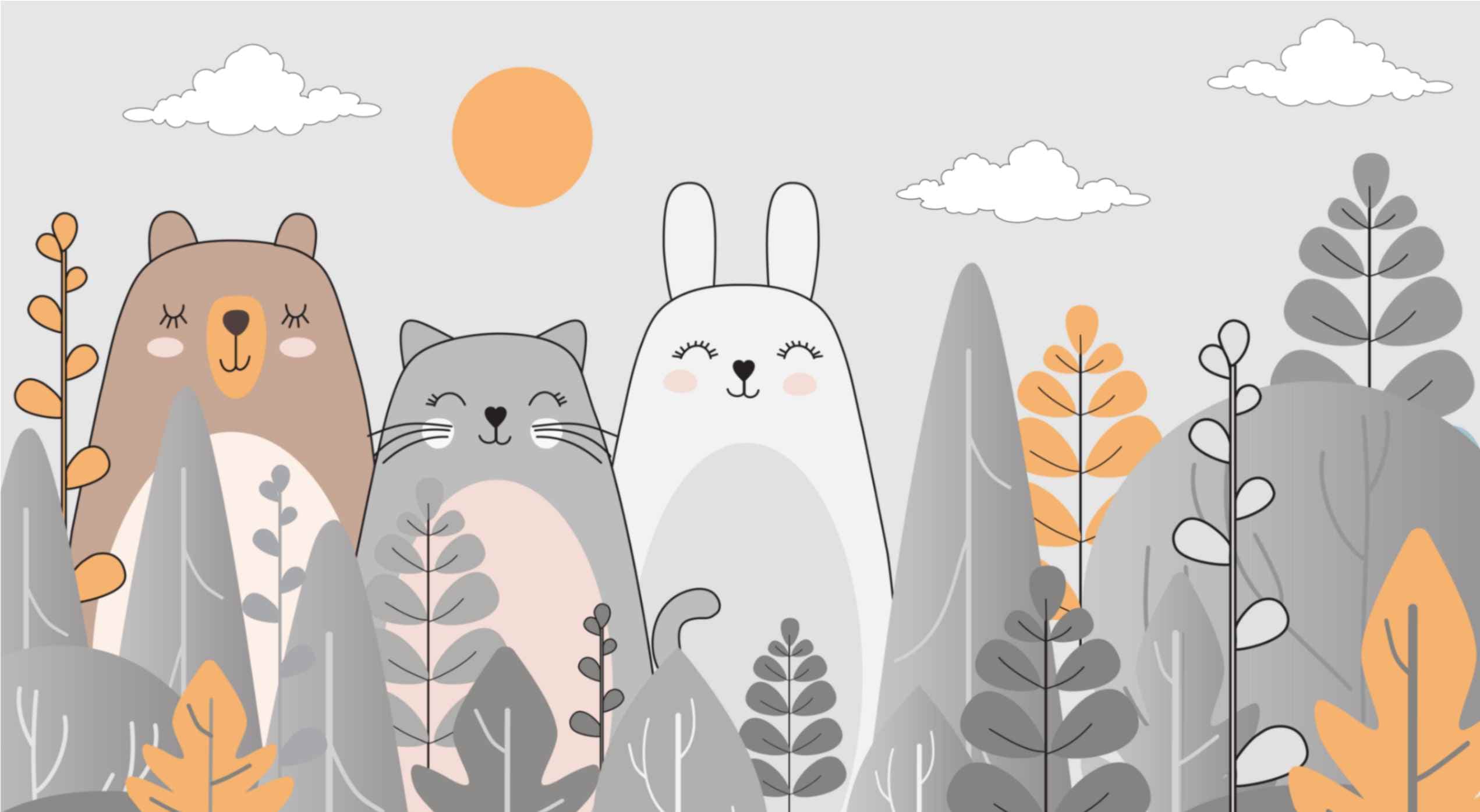 Whimsy Forest Friends Wallpaper Mural for Kids Room pattern detail