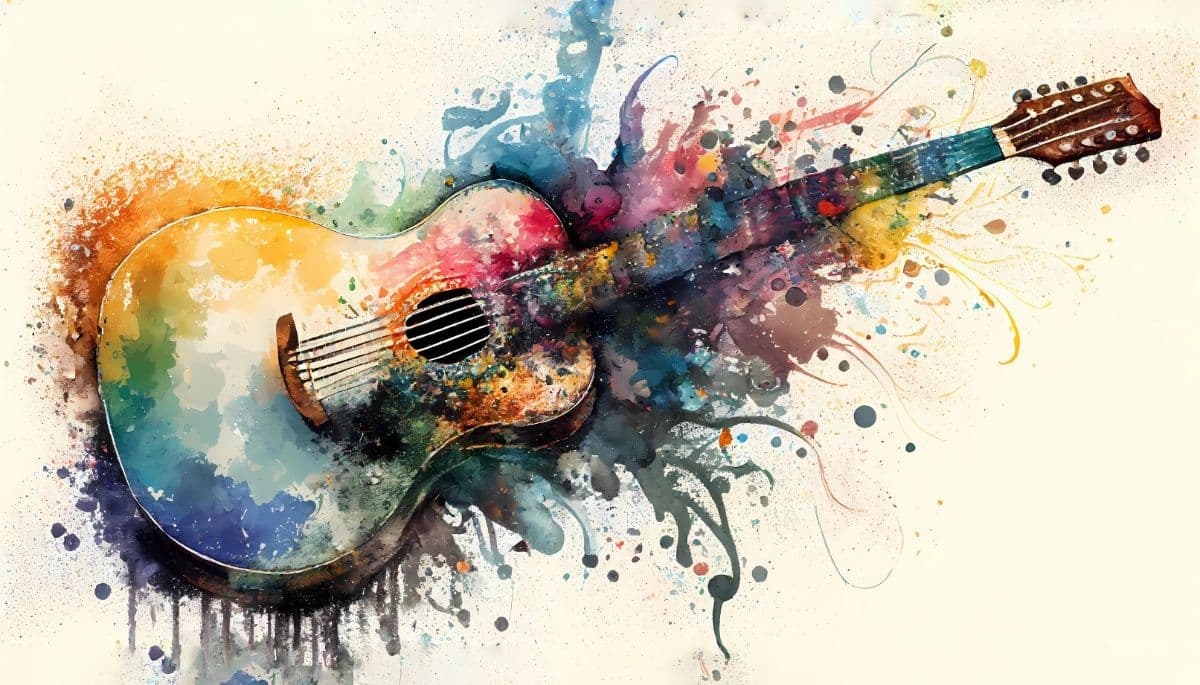 Beautiful Guitar Art Wallpaper Mural pattern detail