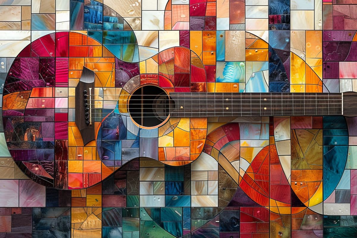 Colorful Guitar Art Wallpaper Mural pattern detail