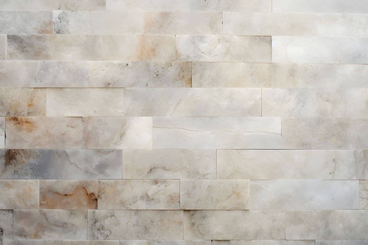 White Marble Brick Mural Wallpaper pattern detail