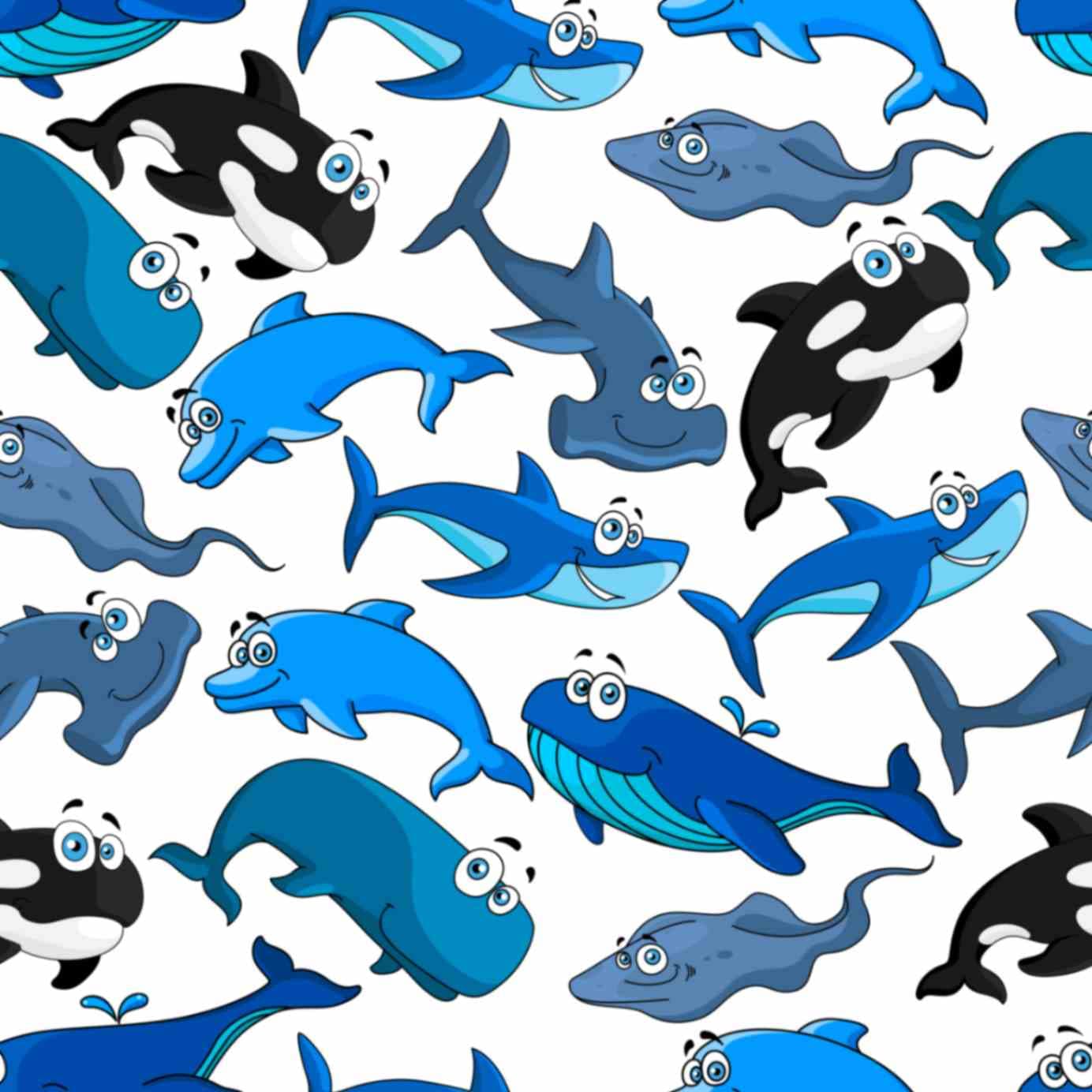 Cartoon Ocean Animals with a Seamless Wallpaper Pattern pattern detail
