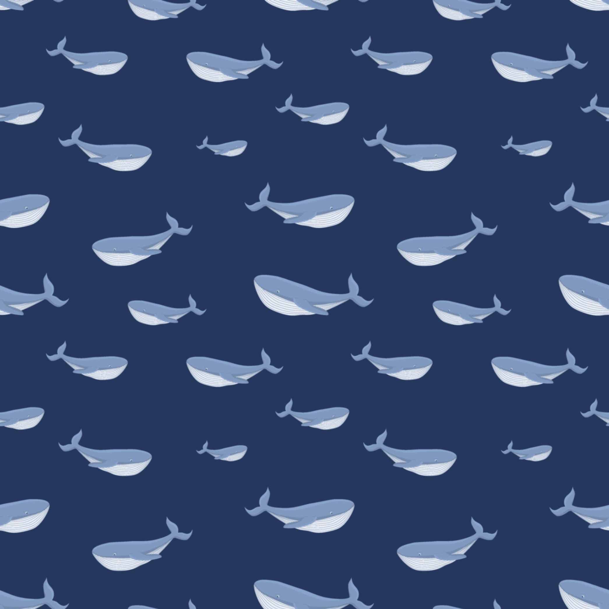 Seamless Whale Waves Wallpaper for Wall pattern detail