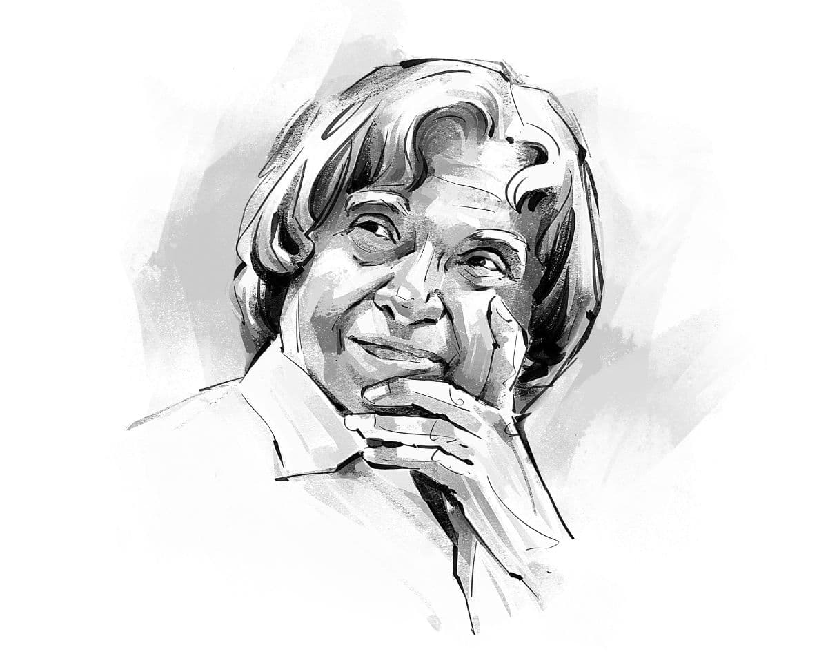Inspirational APJ Abdul Kalam Sketch Art Wallpaper pattern detail