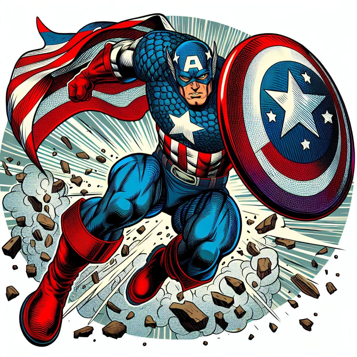 Captain America Art Wallpaper Mural for Wall pattern detail