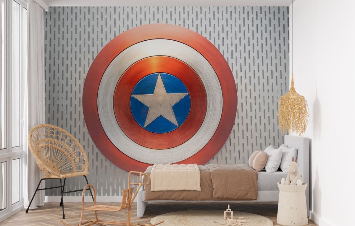 Captain America's Shield Wallpaper for Wall shown in a room