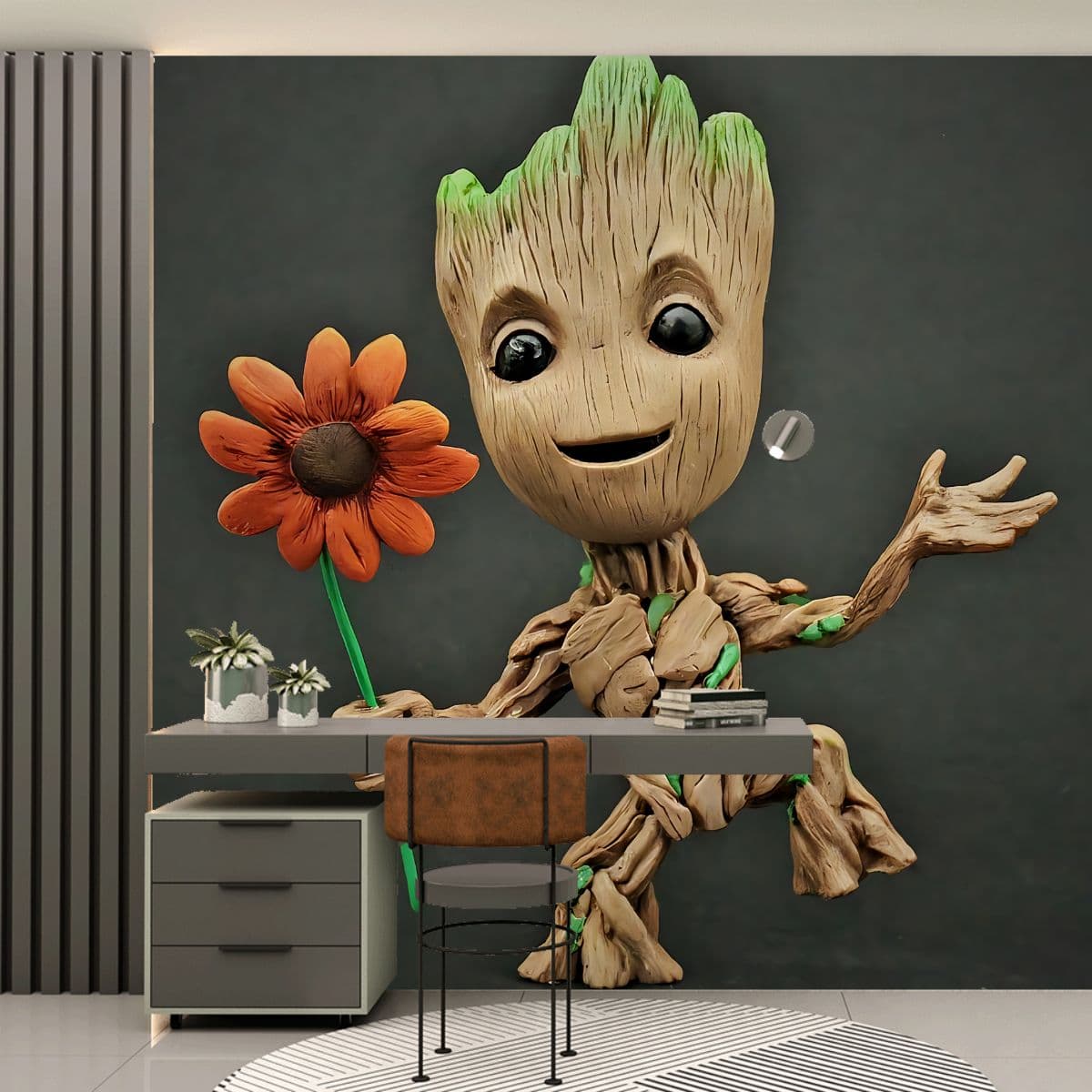 Dancing Groot Wallpaper for Wall shown in a room