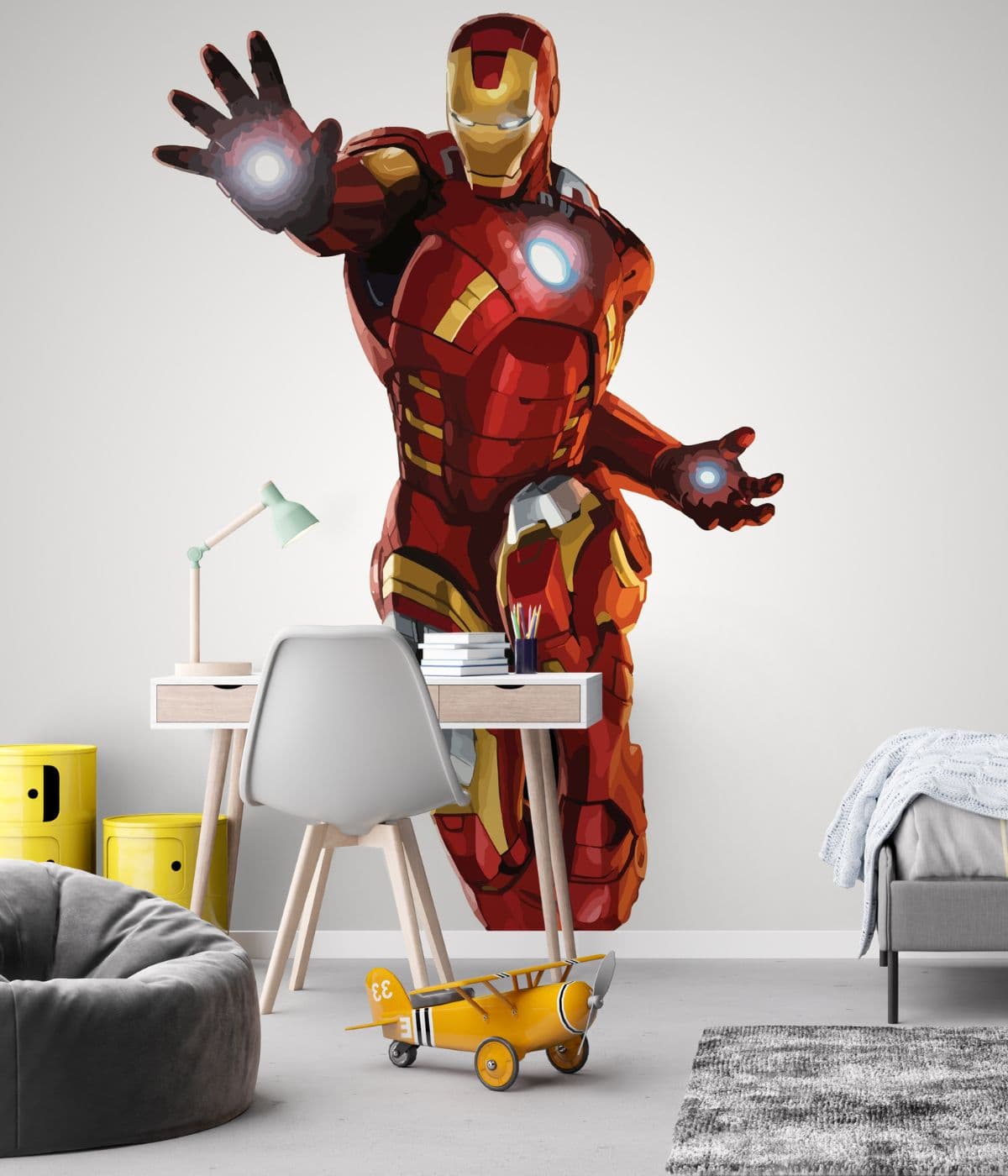 Iron Man Suit Wallpaper for Wall shown in a room