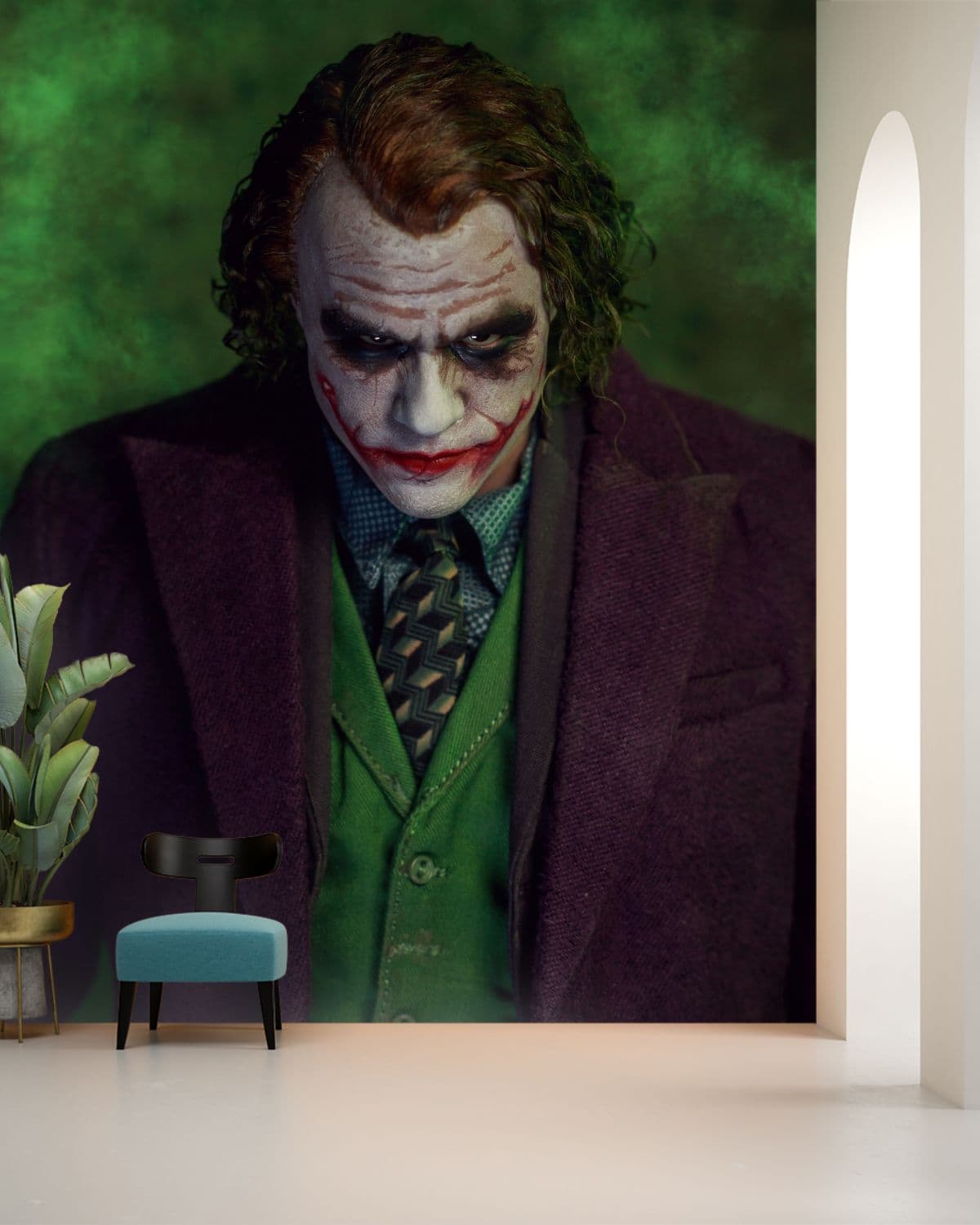 Joker Wallpaper Mural shown in a room