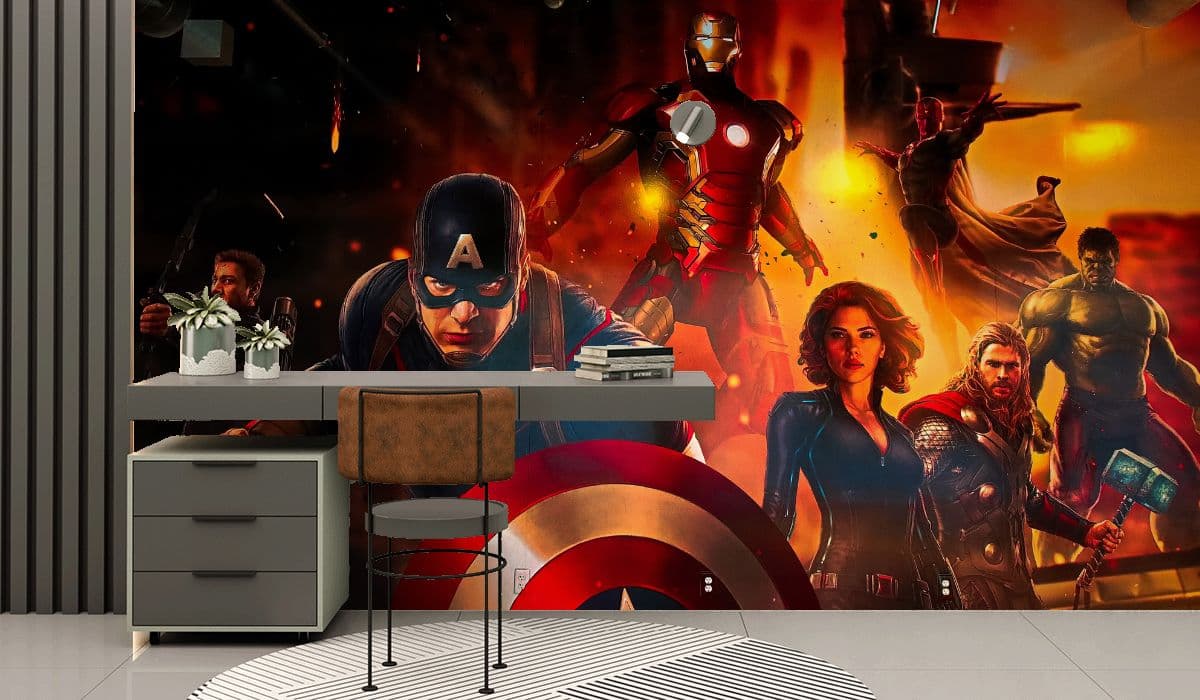 Mighty Avengers Wallpaper Mural shown in a room