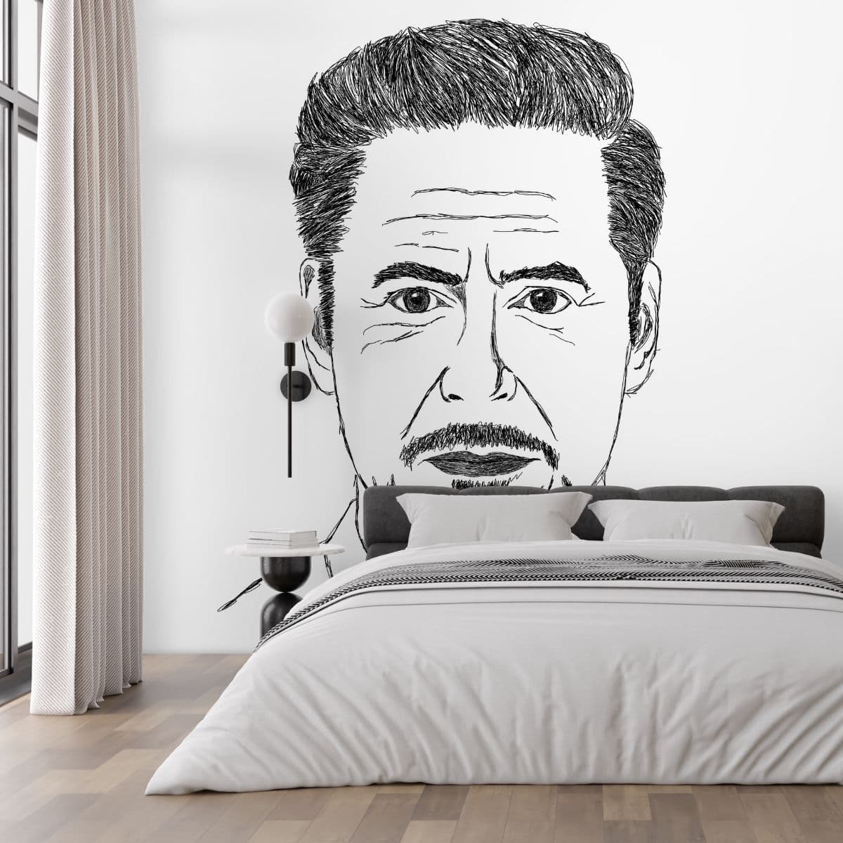 Robert Downey Jr. Sketch Art Wallpaper Mural shown in a room