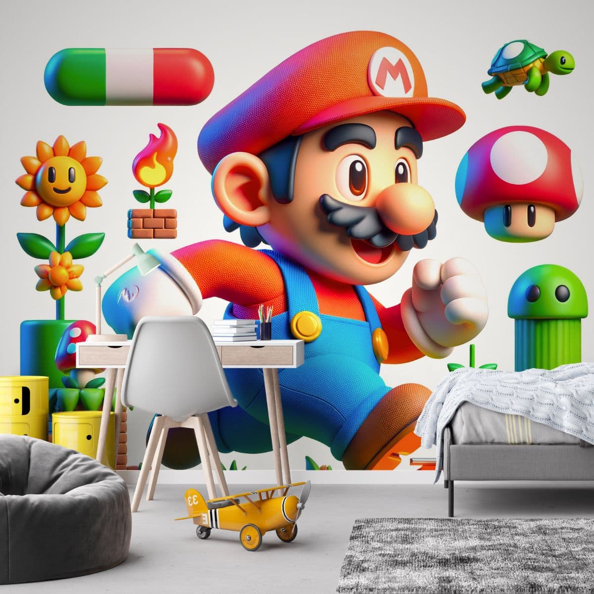 Super Mario Nostalgia Wallpaper for Wall shown in a room
