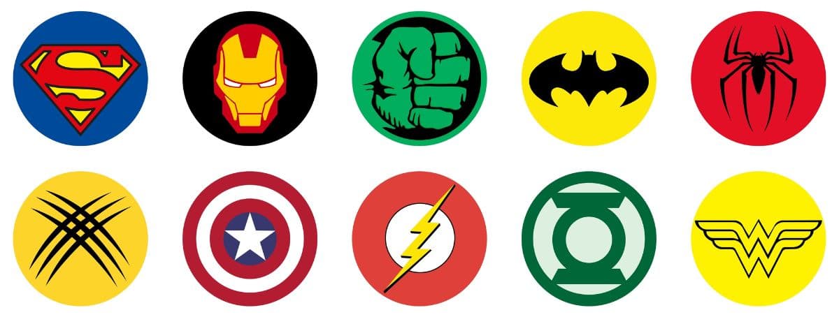 Superheroes Symbol Wall Mural Wallpaper pattern detail