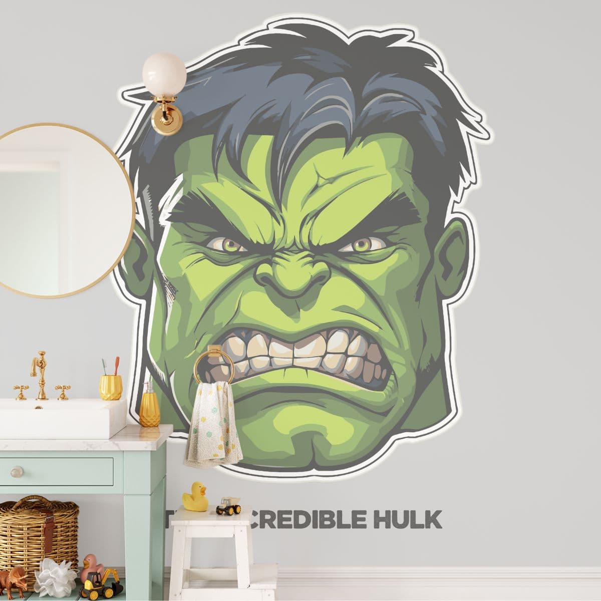 The Incredible Hulk Wallpaper Mural shown in a room