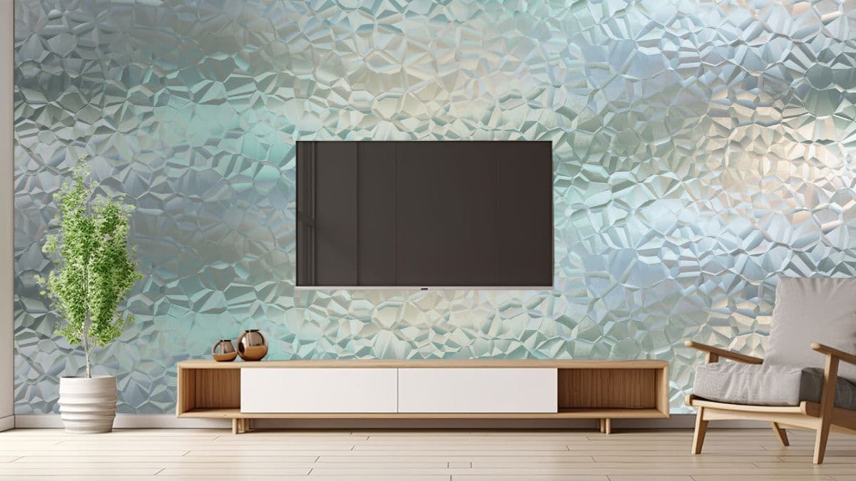 Crushed Texture Mirror Wallpaper Mural shown in a room