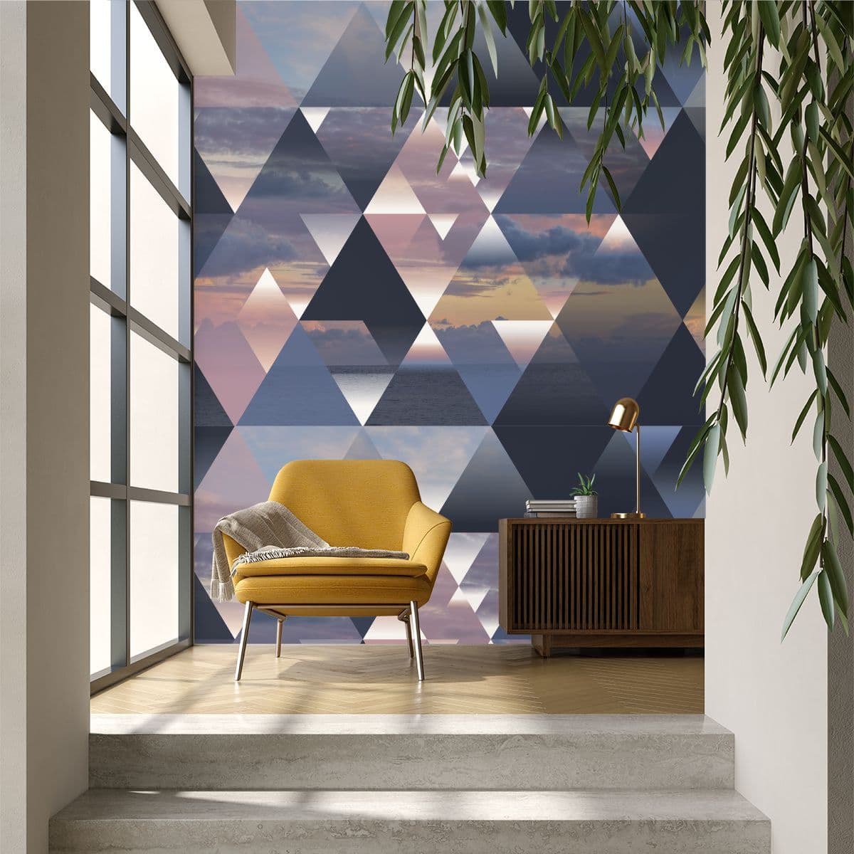 Sky Wallpaper Mural with Crystal Design shown in a room