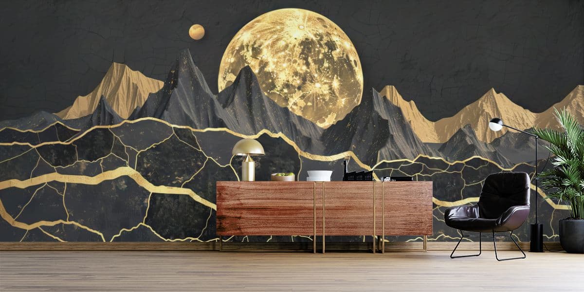 Chandra Kiran, Moonlit Horizon Mural Wallpaper shown in a room