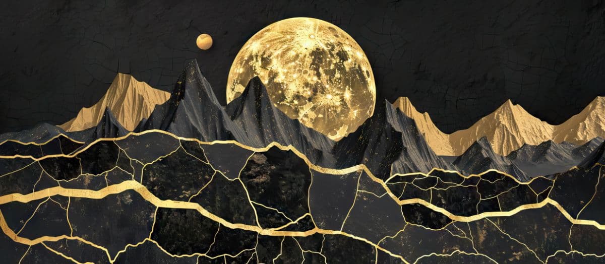 Chandra Kiran, Moonlit Horizon Mural Wallpaper pattern detail