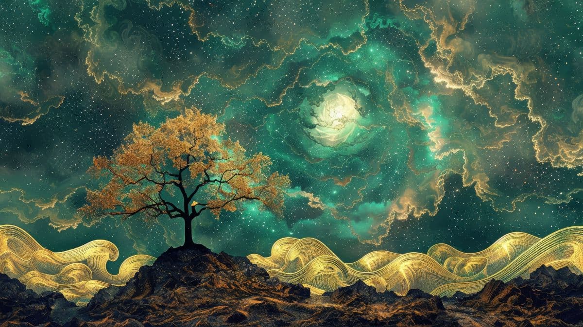 Chandra Leher, Moon Wave Scenery Mural Wallpaper pattern detail
