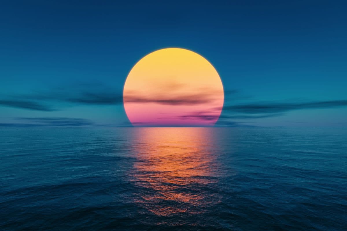 Great Sunset Over The Ocean Mural Wallpaper pattern detail