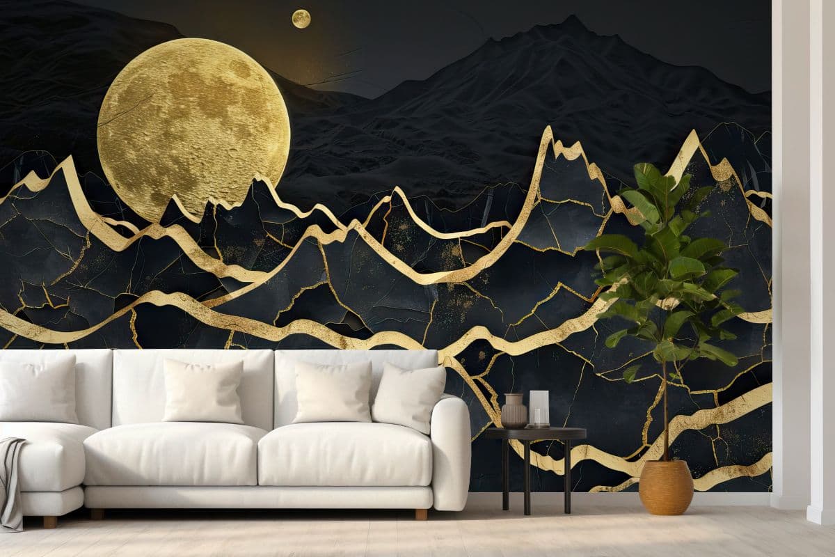 Lunar Tranquility Wallpaper Mural shown in a room