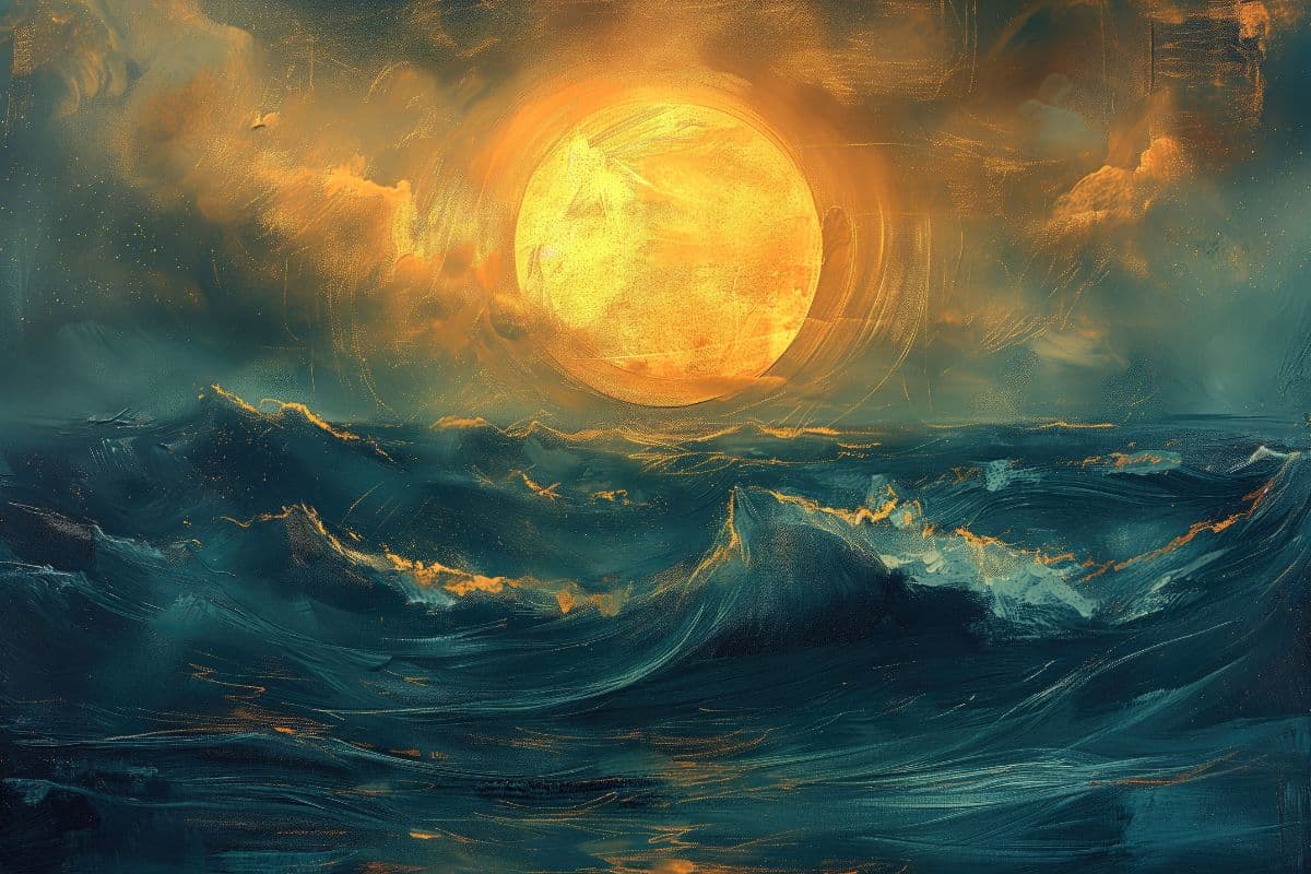 Mahajwar, High Tide and Moon Art Wallpaper Mural pattern detail