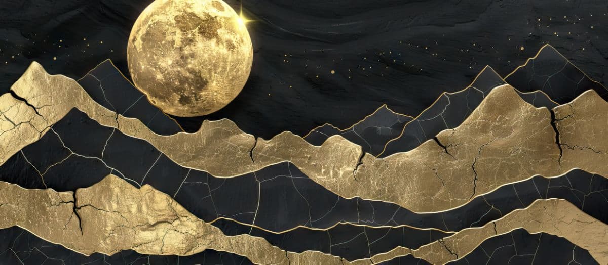 Moonlit Nightscape Moon Wall Mural Wallpaper pattern detail