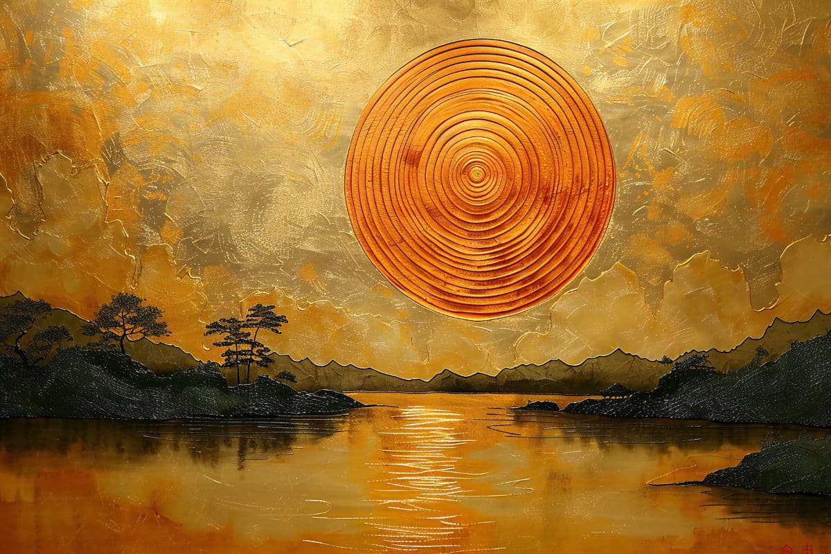 Suryaast, Golden Sunset Scenery Wallpaper Mural pattern detail