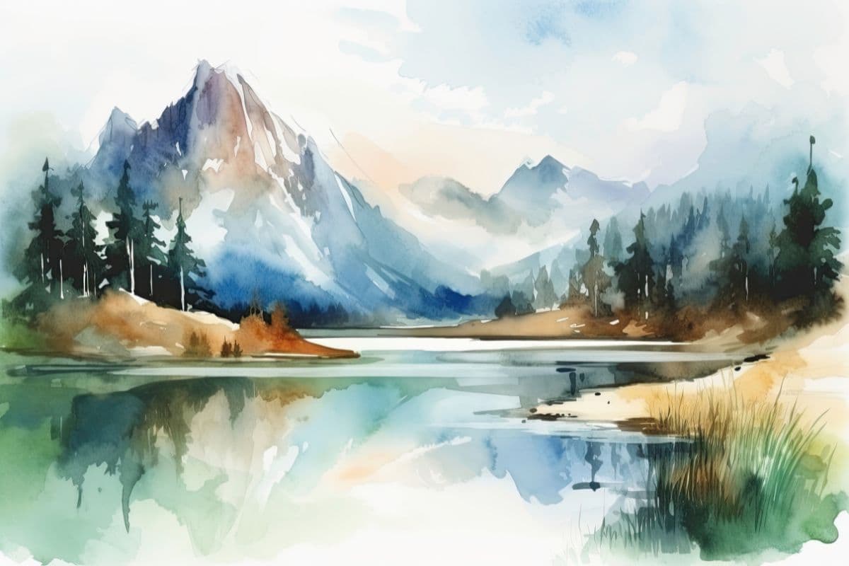 Serene Watercolor Painting Mural Wallpaper pattern detail