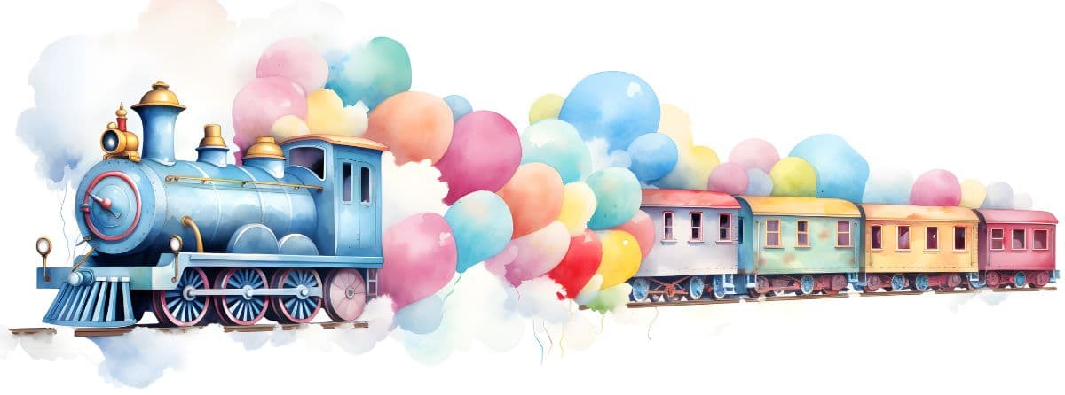 Water Color Train Painting Mural Wallpaper pattern detail