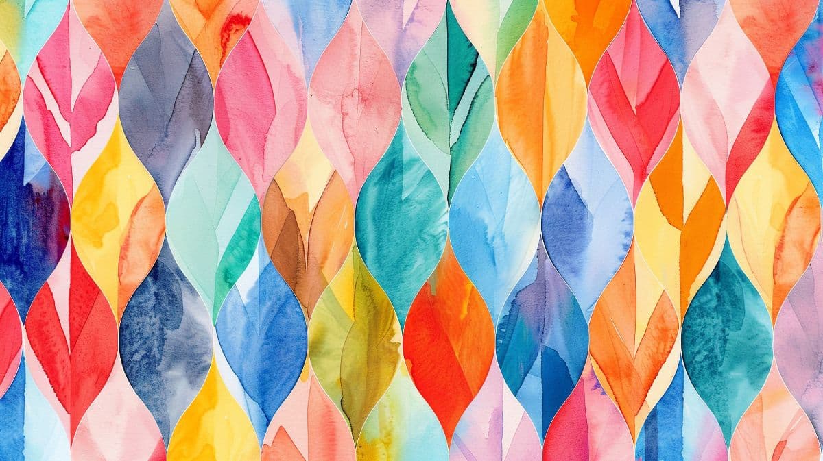 Watercolor Leaves Painting Mural Wallpaper pattern detail