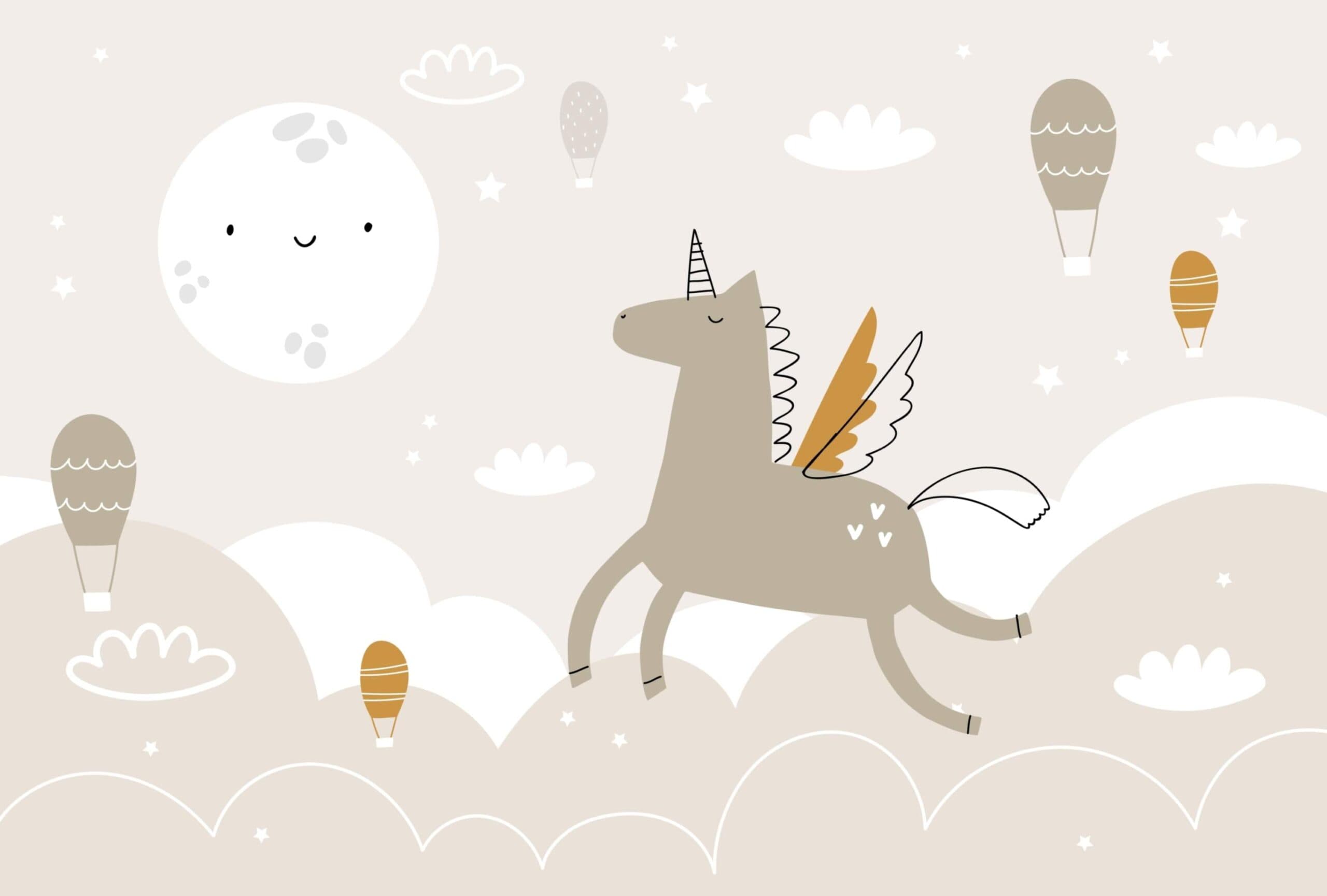 Fun Unicorn Wallpaper Mural for Kids Room pattern detail