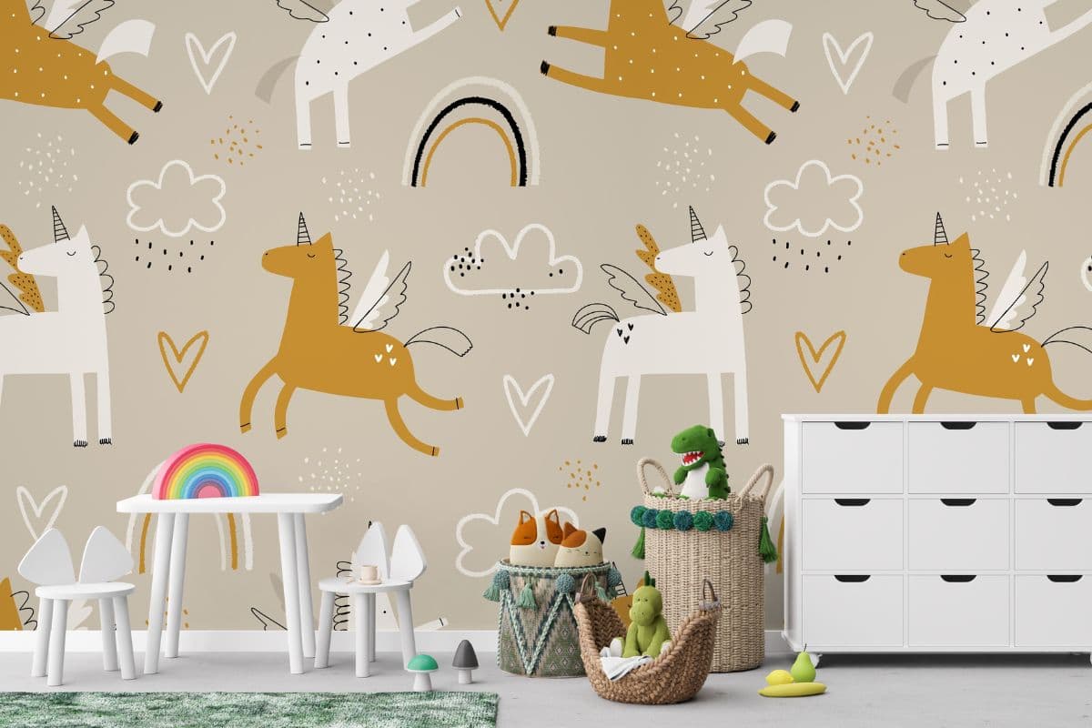 Cool Unicorn Adventures Wallpaper Mural shown in a room