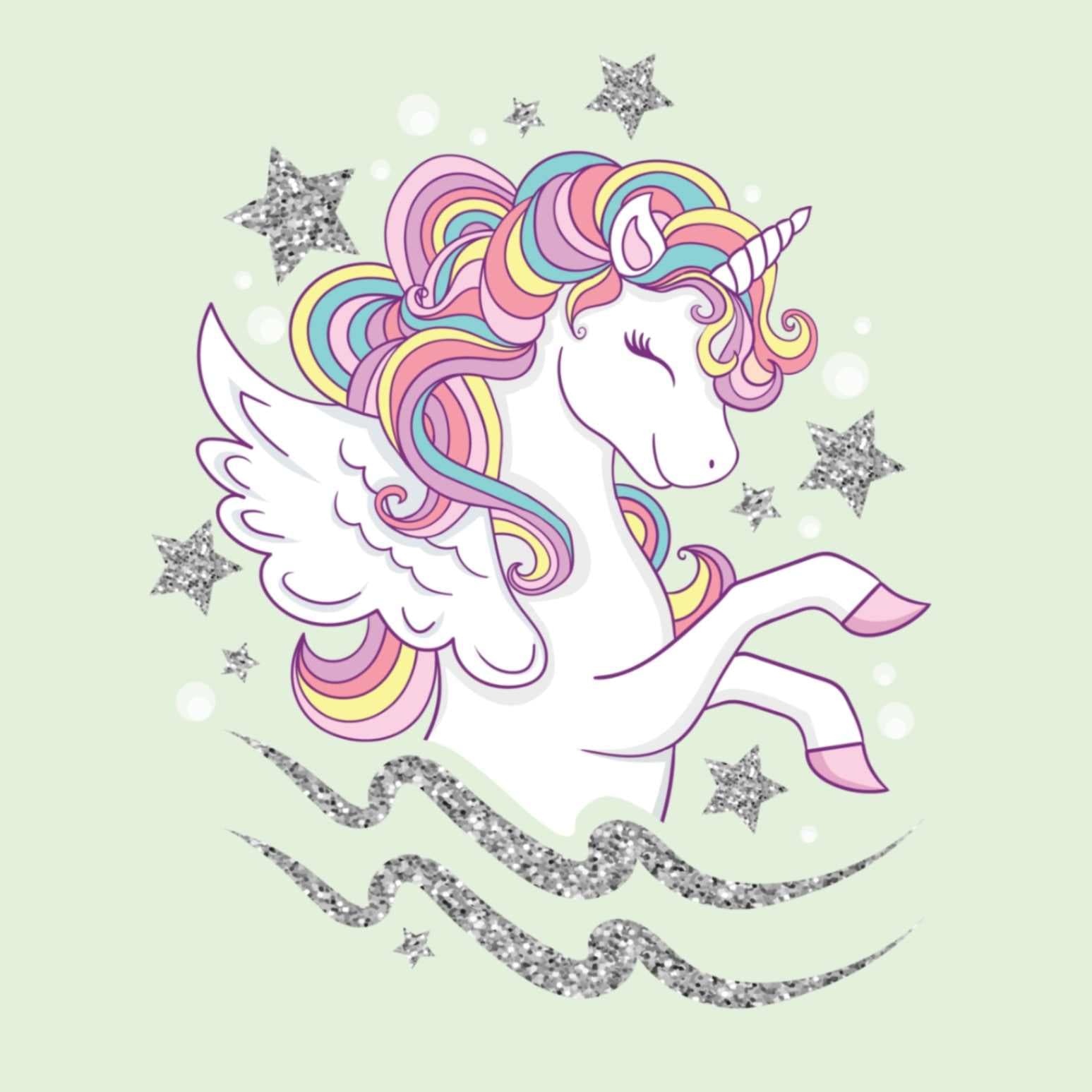 Magical Glitter Unicorn Wallpaper Mural for Kids Room pattern detail