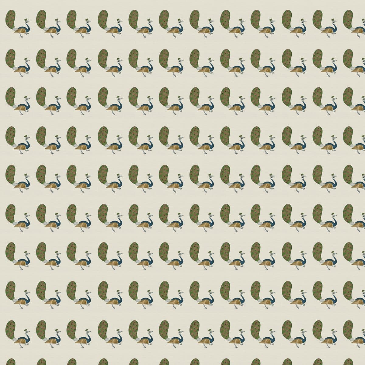 Seamless Miniature Peacock Wallpaper for Wall pattern detail