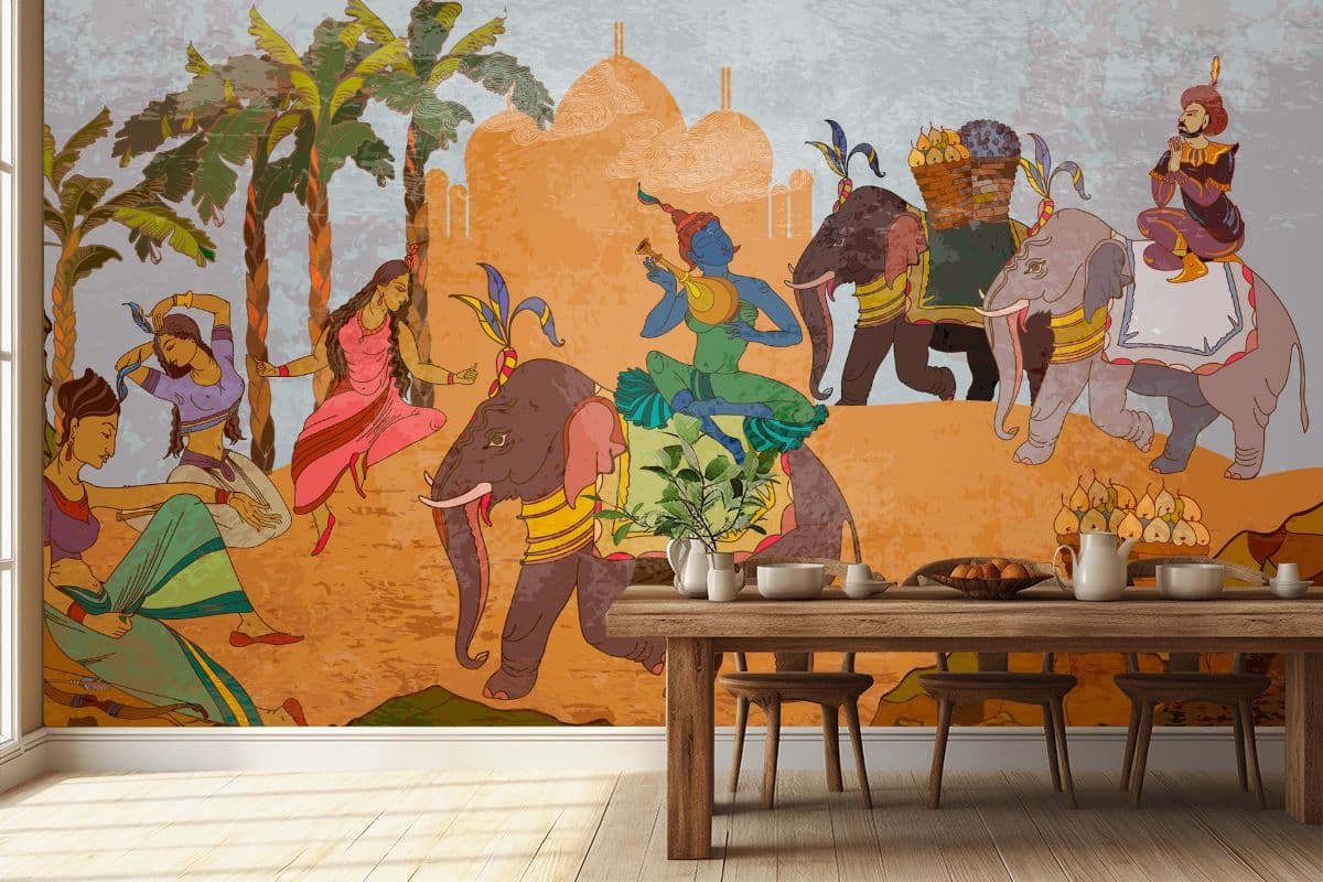 Arabian Nights Magical Wallpaper Mural shown in a room