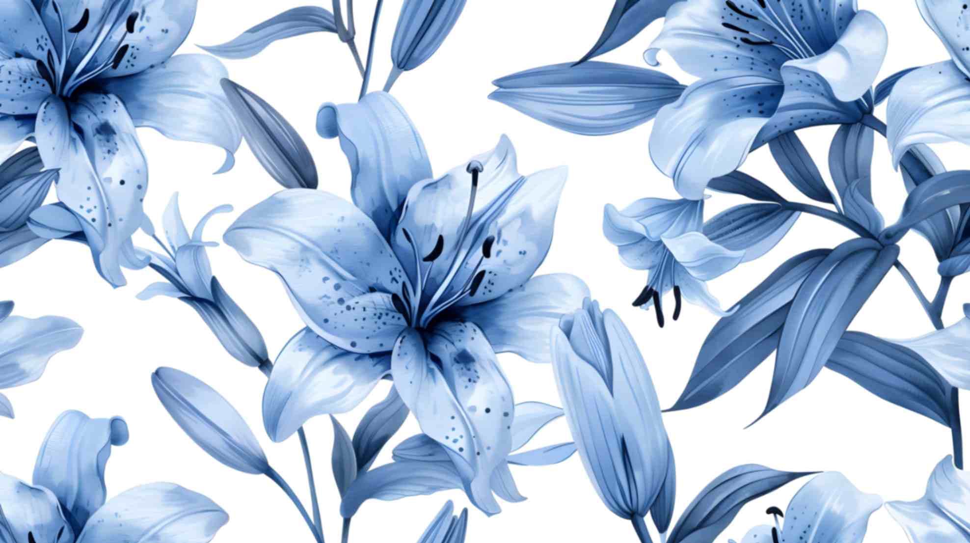 Aesthetic Blue Lilies Wallpaper Mural pattern detail