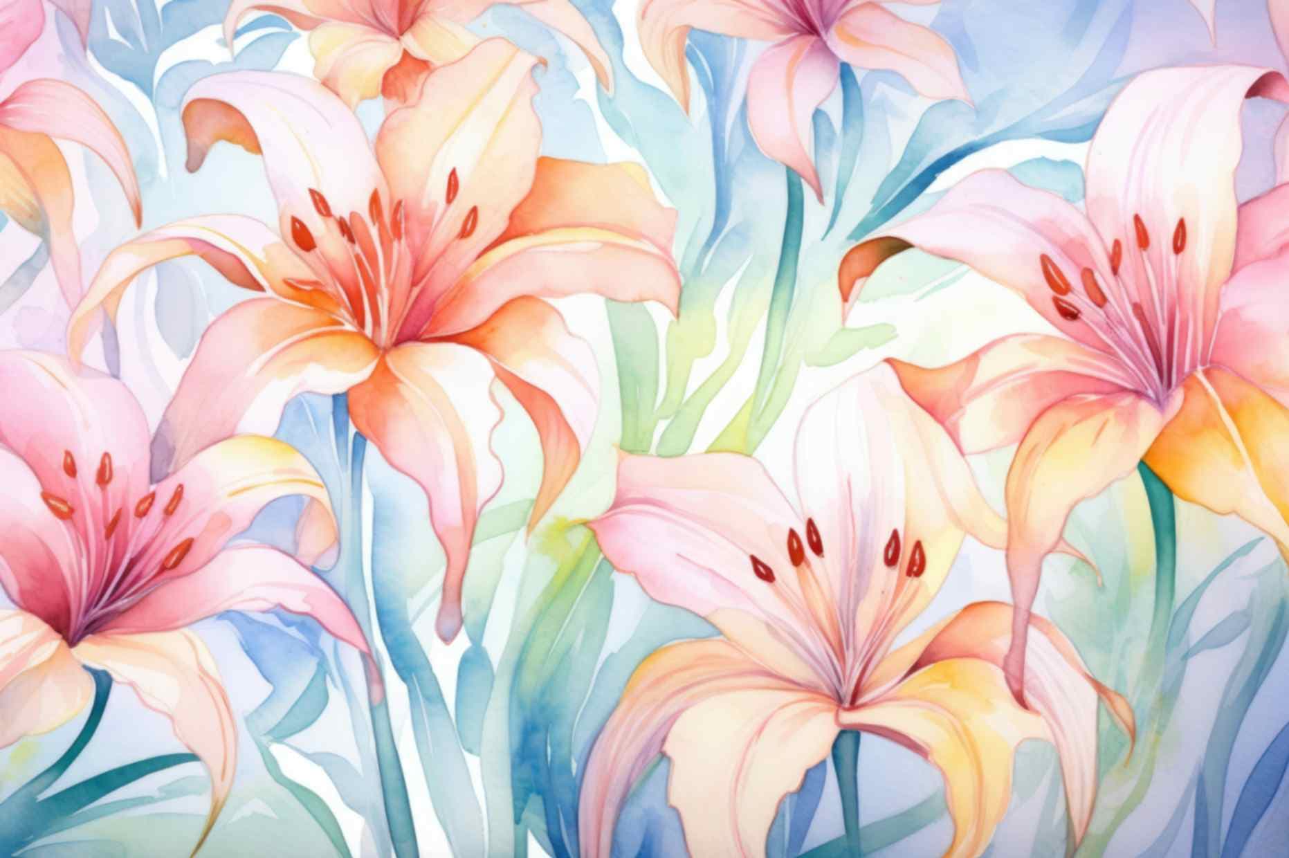 Blushing Water Lilies Wallpaper Mural for Wall pattern detail