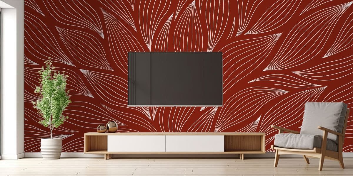 Luxury Terracotta Leaves Art Wallpaper Mural shown in a room