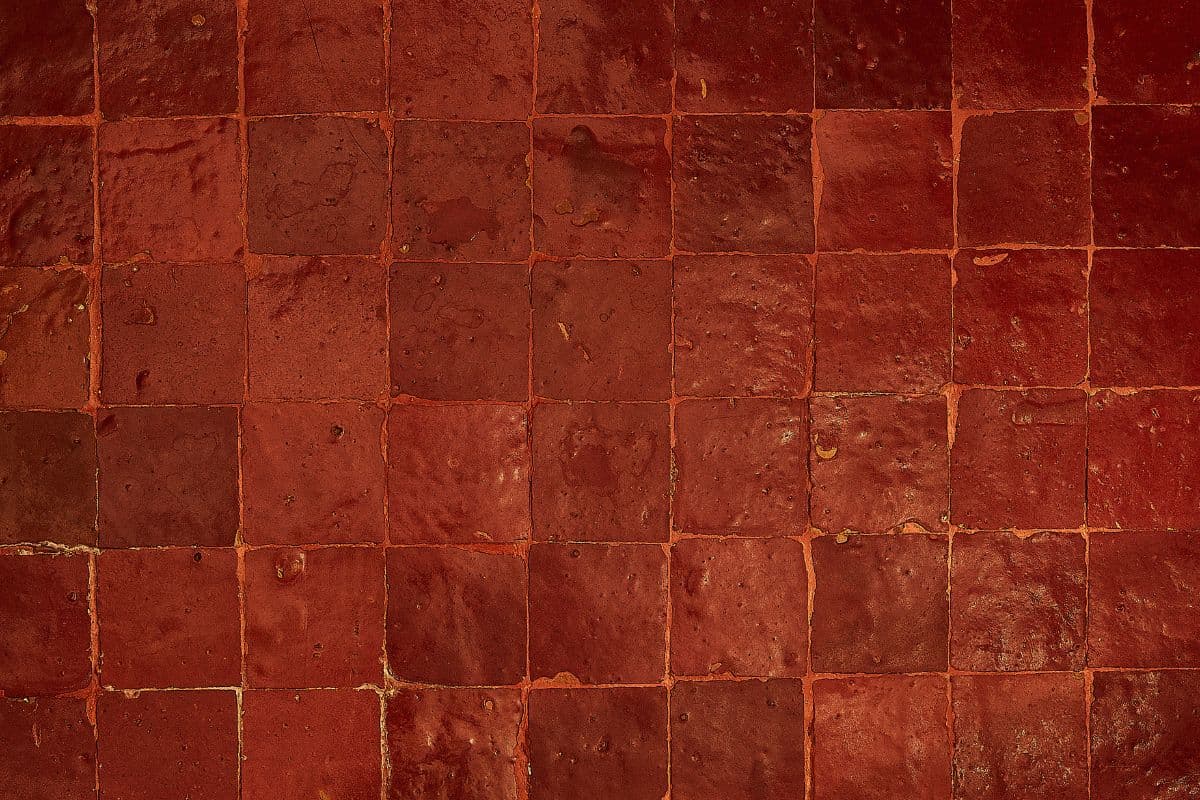 Red Mosaic Terracotta Wallpaper Mural pattern detail