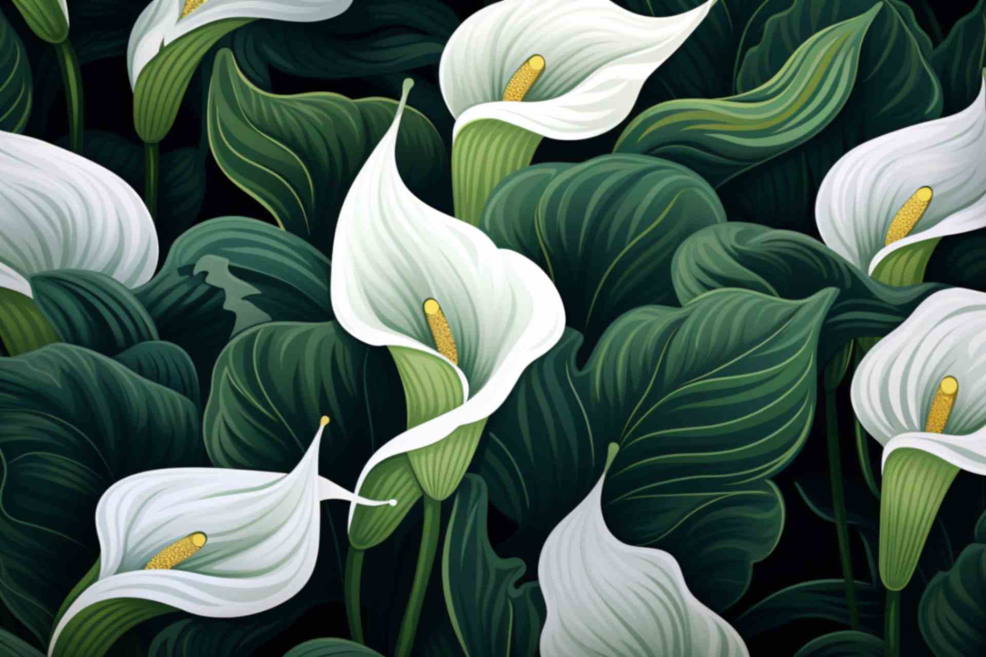 Tranquil White Lily Petal Wallpaper Mural pattern detail