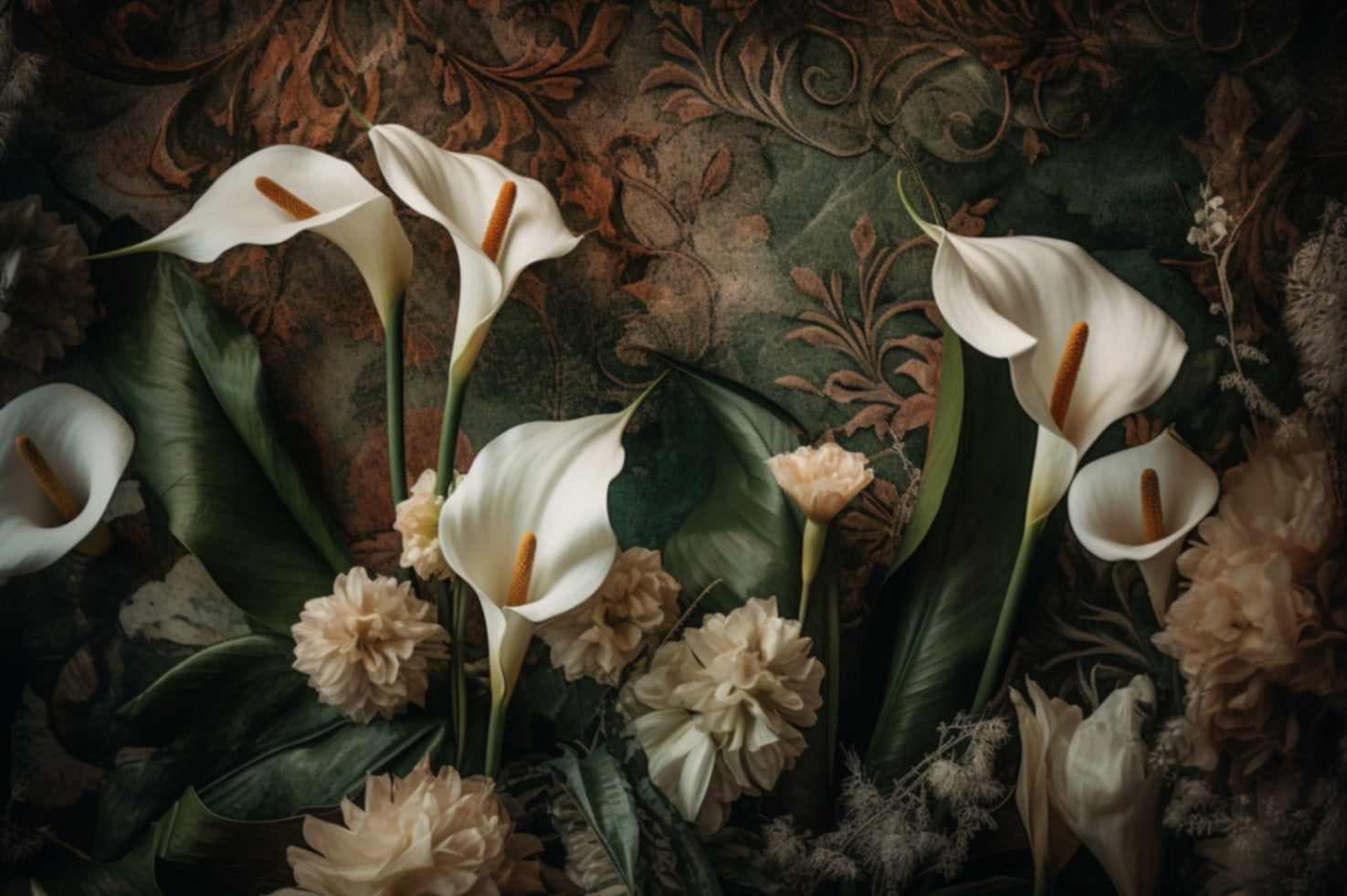 Antique Blooms Wallpaper for Wall pattern detail